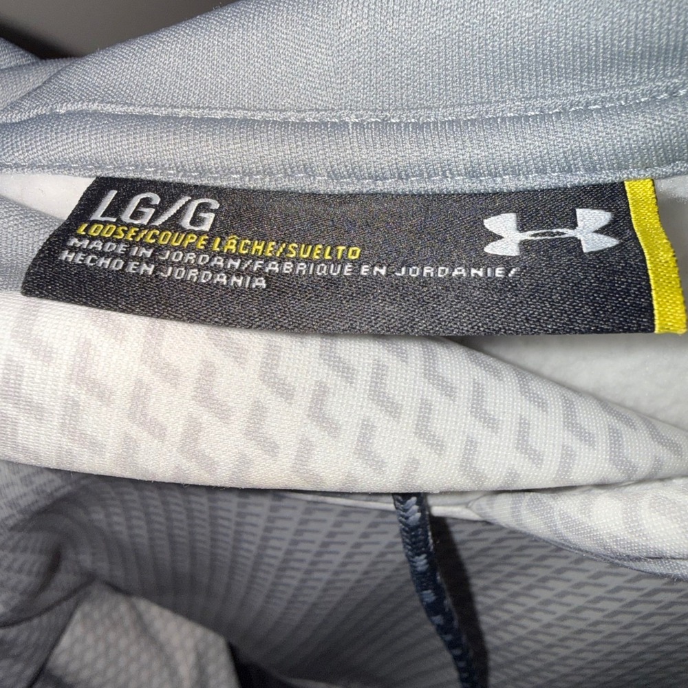 Under Armour White Grey Geometric Pattern Hoodie Mens Large - Picture 4 of 4